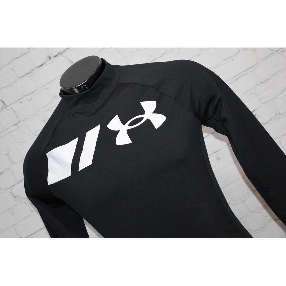 Under Armour Mock Turtle Neck Men Medium Black ColdGear Fitted Shirt Polyester